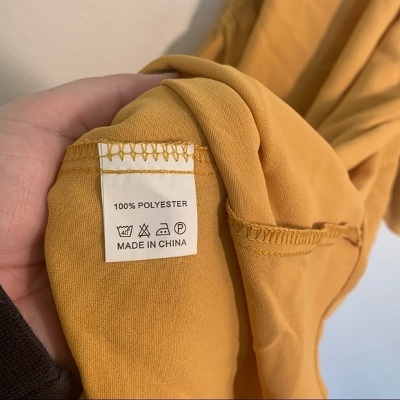 Shein Ruffle Cold Shoulder Dress Mustard Yellow - Picture 9 of 15